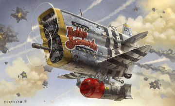 Картинка фэнтези транспортные+средства бомба бомбардировщик самолет винты небо стимпанк