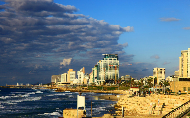 Обои картинки фото тель-авив израиль, города, - улицы,  площади,  набережные, israel, tel, aviv, море, набережная, дома