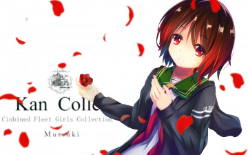 Картинка аниме kantai+collection арт лепестки цветок фон девушка