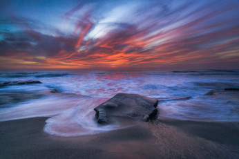 Картинка природа побережье облака небо вода океан выдержка пляж камень море