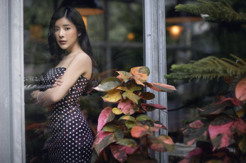 Картинка девушки -unsort+ азиатки plants girls модель стекло wallhaven женщины растения model women