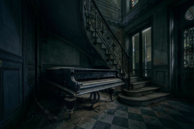 Обои картинки фото музыка, -музыкальные инструменты, лестница, пианино