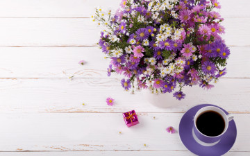 Картинка еда кофе +кофейные+зёрна букет цветы
