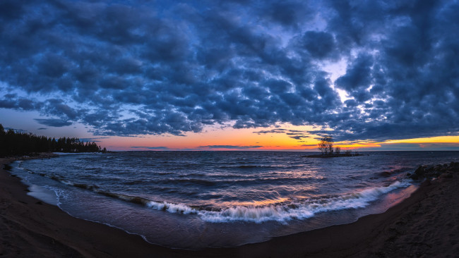 Обои картинки фото природа, побережье, закат, море, берег