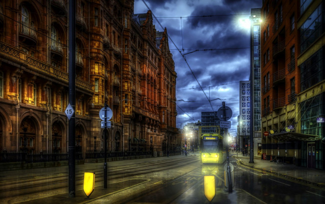 Обои картинки фото manchester, uk, города, - огни ночного города