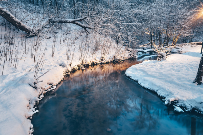 Обои картинки фото природа, реки, озера, деревья, снег