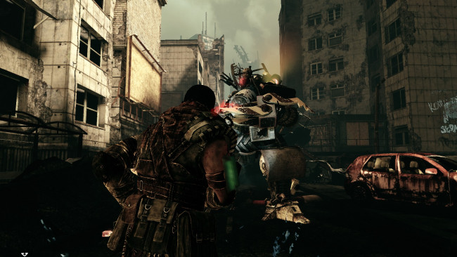Обои картинки фото видео игры, afterfall,  insanity, человек, оружие, монстр, город