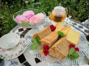 Картинка еда хлеб выпечка чай цветы