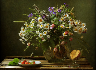 Картинка цветы луговые+ полевые +цветы натюрморт букет