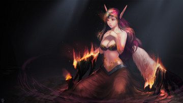 Картинка league+of+legends фэнтези ангелы демон огонь крылья девушка league of legends morgana арт