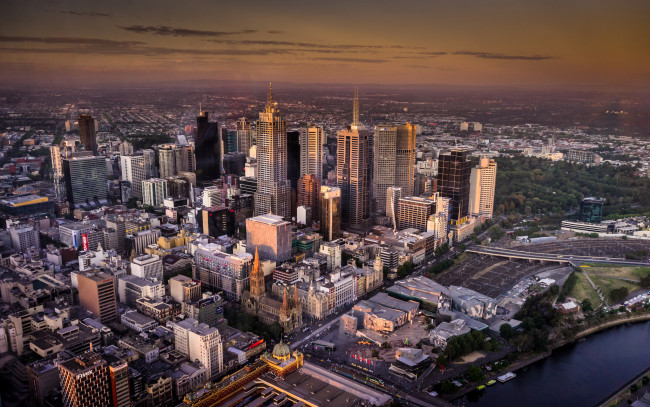 Обои картинки фото melbourne, города, мельбурн , австралия, панорама, небоскребы