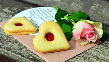 Картинка праздничные день+святого+валентина +сердечки +любовь роза сердечки печенье