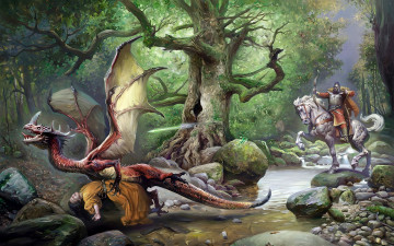 Картинка фэнтези драконы дракон лес