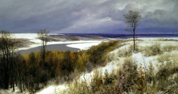 Картинка рисованные василий+поленов небо ранний снег река тучи поздняя осень настроение
