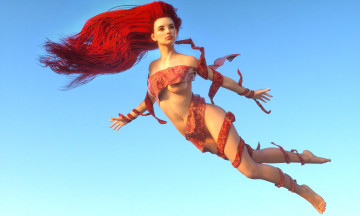 Картинка 3д+графика фантазия+ fantasy фон взгляд девушка лента полет
