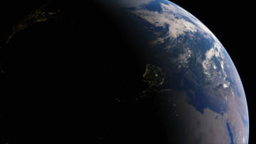 Картинка космос земля огни испания средиземное море планета