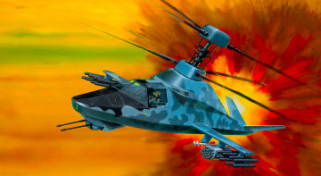 обоя авиация, 3д, рисованые, v-graphic, вертолет