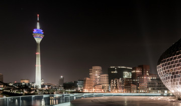 Картинка германия города -+огни+ночного+города здания освещение телебашня