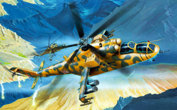 Картинка авиация 3д рисованые v-graphic полет вертолет