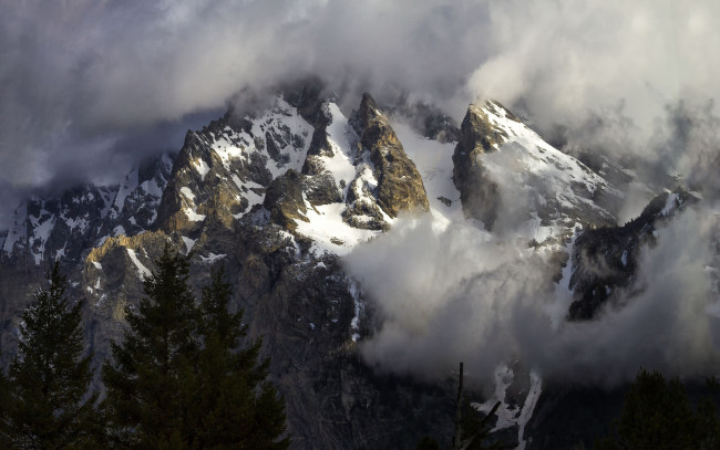 Обои картинки фото природа, горы, снег, grand, teton, national, park