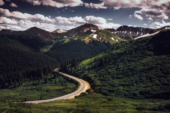 Картинка природа дороги дорога лето небо горы