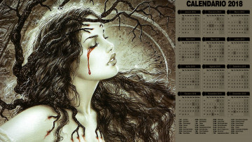 Картинка календари фэнтези девушка лицо кровь профиль
