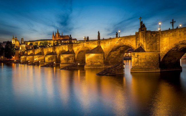 Обои картинки фото города, прага , Чехия, влтава, карлов, мост