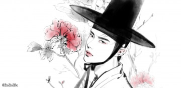 Картинка рисованное люди ван ибо лицо шляпа цветок