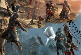 Картинка видео игры assassin`s creed revelations бой город воины