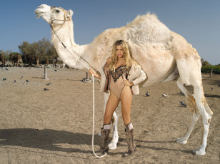 обоя Adelina Tomhson, девушки, , , верблюд, пустыня, lingerie