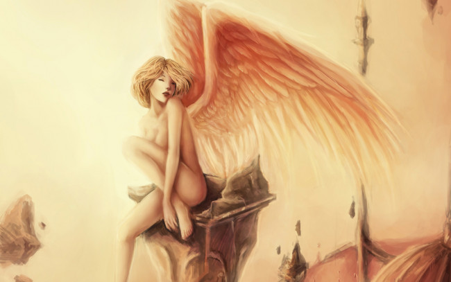 Обои картинки фото фэнтези, ангелы, крылья, девушка