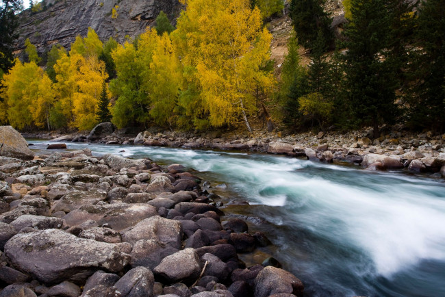 Обои картинки фото природа, реки, озера, лес, камни, осень, река
