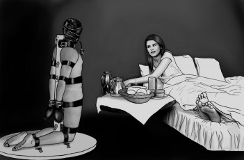 Картинка рисованные люди девушка робот