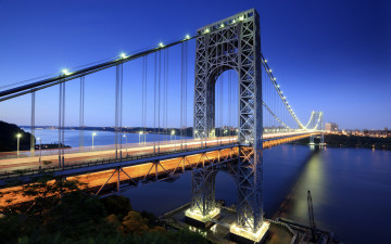 Картинка города нью йорк сша мост джорджа  вашингтона