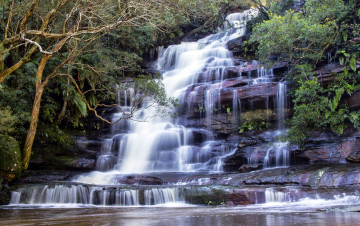 Картинка природа водопады река лес обрыв водопад каскад