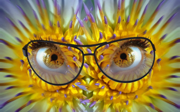 Картинка разное компьютерный+дизайн глаза циферблат зрачки очки цветы
