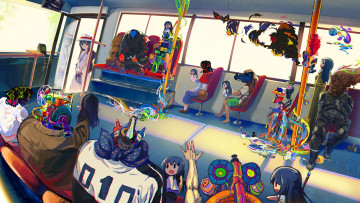 Картинка аниме животные +существа нежить поезд девушка