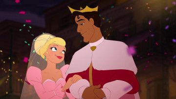 обоя мультфильмы, the princess and the frog, девушка, корона, принц, парень, принцесса