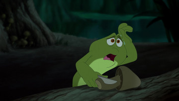 обоя мультфильмы, the princess and the frog, гриб, лягушка, водоем