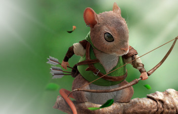 Картинка фэнтези существа лес рендеринг мышка лук мастер стрелы