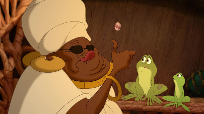 Обои картинки фото мультфильмы, the princess and the frog, бабушка, серьги, очки, негритянка, лягушка