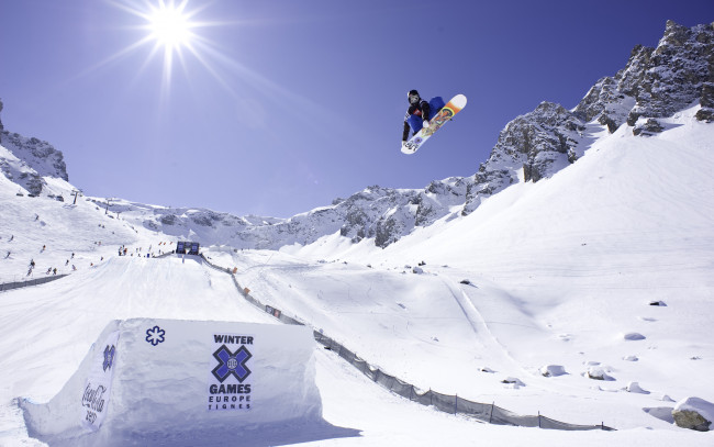 Обои картинки фото спорт, сноуборд, x-games, grab, travis, rice, snowboarding