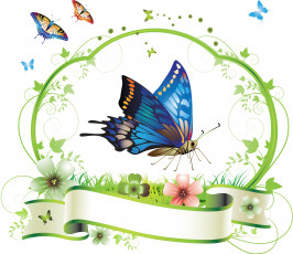 Картинка векторная+графика животные фон бабочка цветы