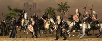 Картинка 3д+графика армия+ military копья лошади крестоносцы