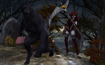 Картинка 3д+графика фантазия+ fantasy оружие лес волк красная шапочка