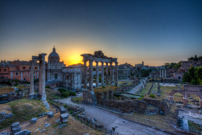 Обои картинки фото forum, города, рим,  ватикан , италия, заря, форум