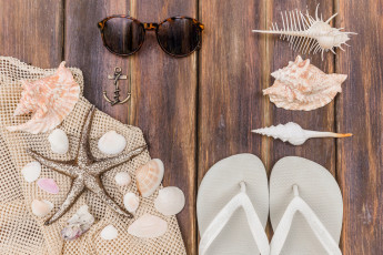 Картинка разное одежда +обувь +текстиль +экипировка очки отдых фон звезда сланцы море ракушки якорь