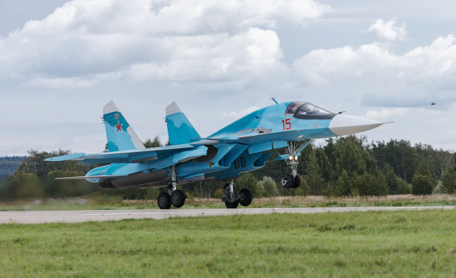 Обои картинки фото su-34, авиация, боевые самолёты, истребитель