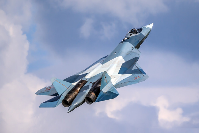 Обои картинки фото su-57 , t-50 pak-fa, авиация, боевые самолёты, истребитель