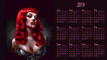 Картинка календари фэнтези девушка кровь тату взгляд лицо вампир